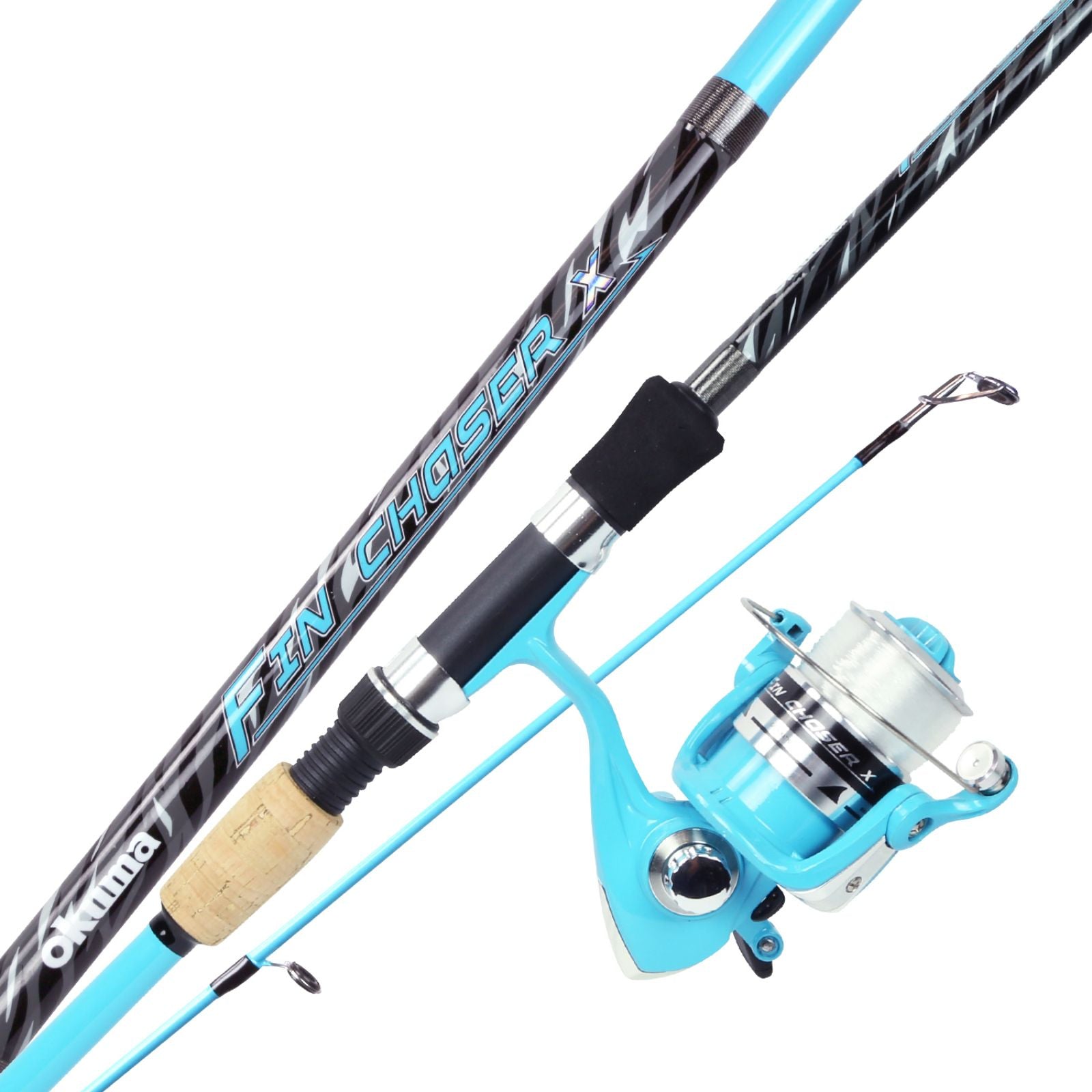 Sky Blue 7ft Okuma Fin Chaser X Series Spinning Combo Rod from