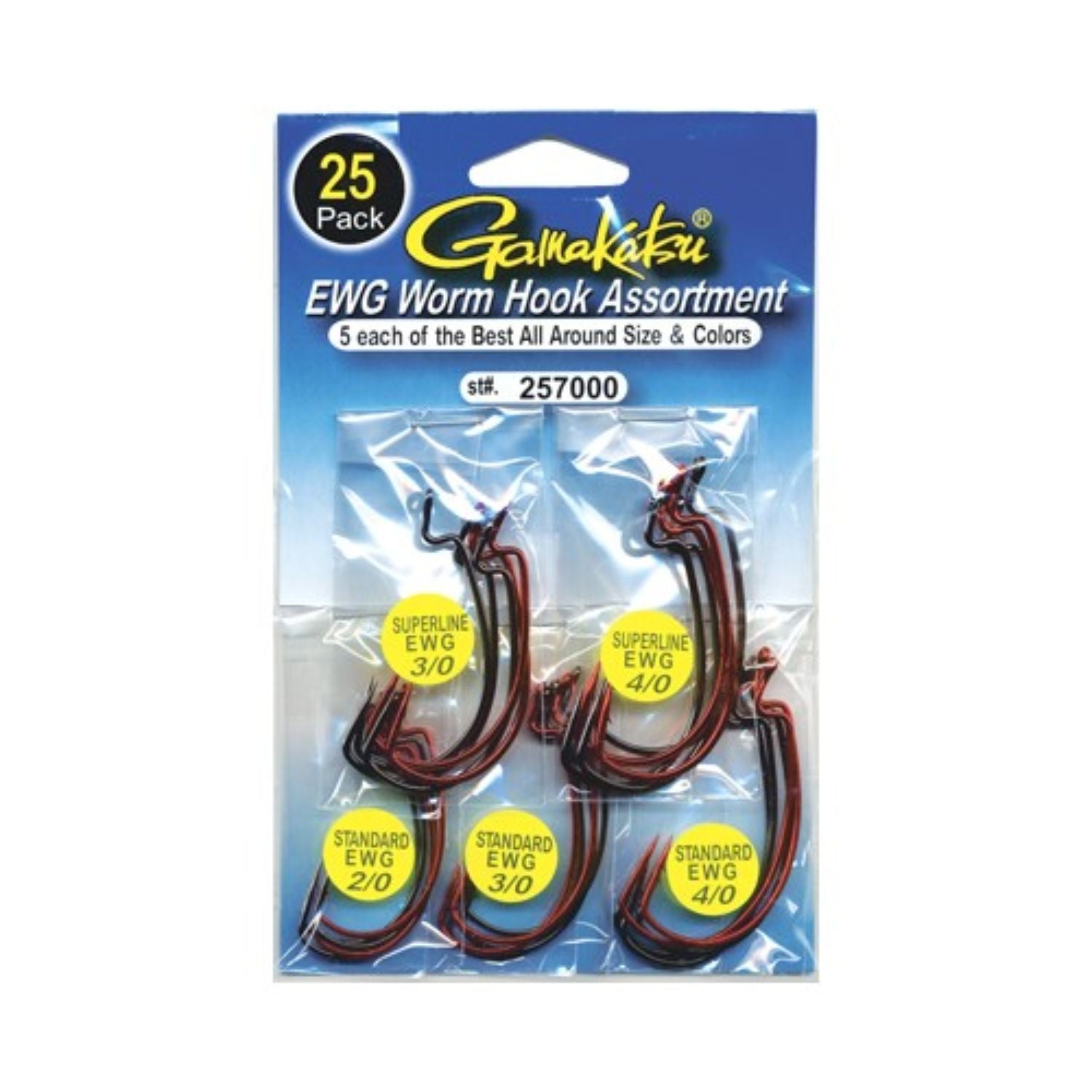 Size 2/0-4/0 25 Per Pack Gamakatsu Ewg Worm Assortment