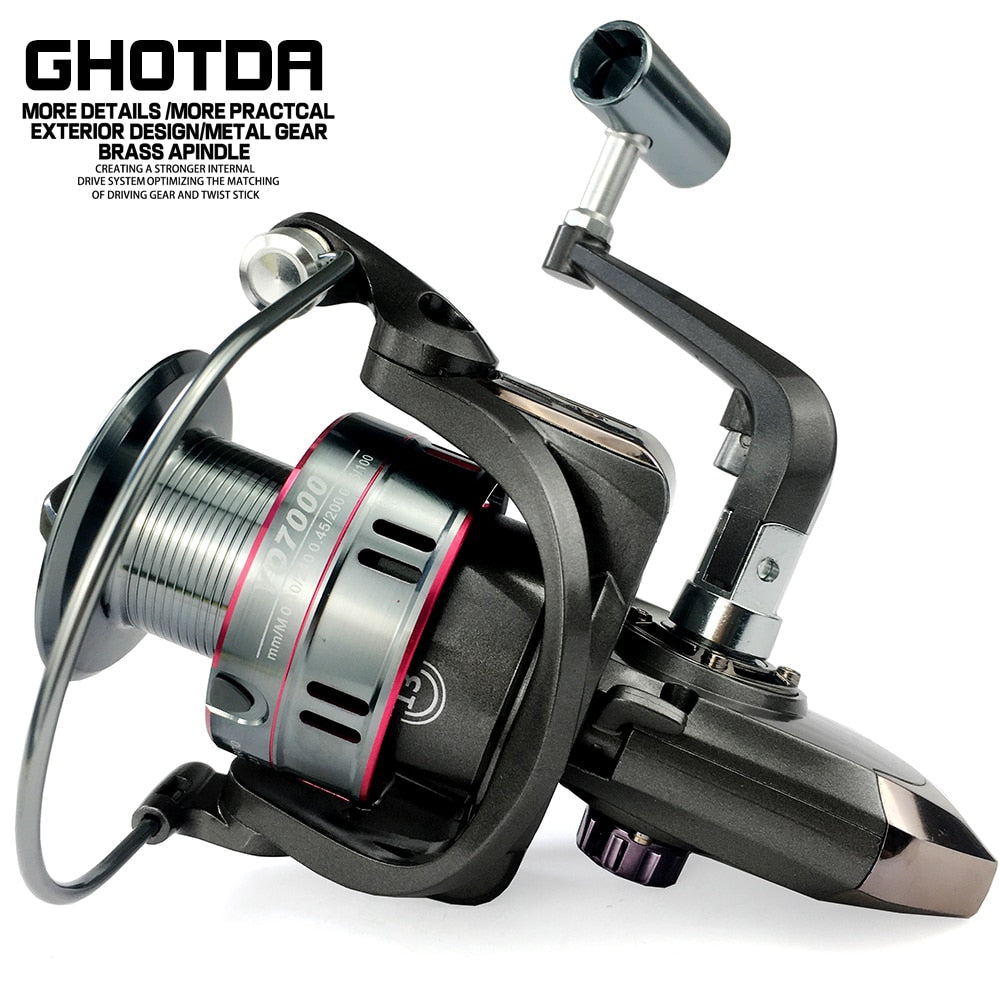 GHOTDA Fishing Reel Spinning 1000-7000 Series Metal Spool Spinning Whe