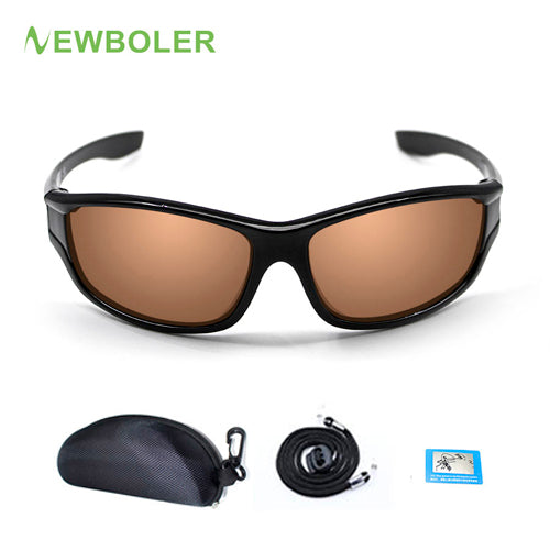 NEWBOLER Polarized Fishing Sunglasses Brown Yellow Lenses Night Version Men  Glasses Outdoor Sport Driving Cycling Eyewear UV400
