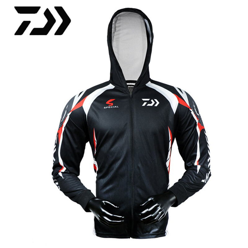 Quick Dry Anti-UV Daiwa Ice Silk Men's Fishing Hoodies from Fish On Outlet